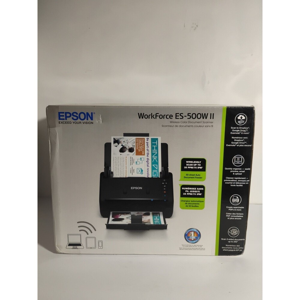 Epson Workforce ES-500W II Wireless Color Duplex Desktop Document Scanner